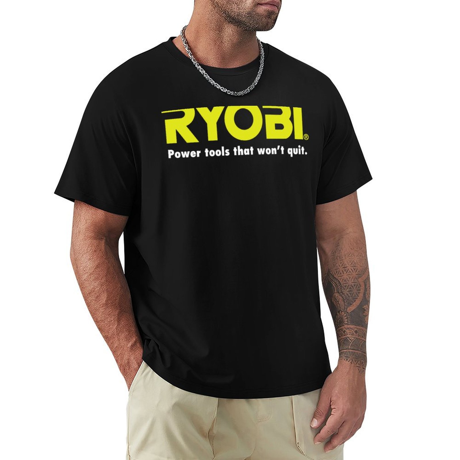 Power Tools Top Brands - 전동 공구 로고가 새겨진 류비(RYOBI) 티셔츠,