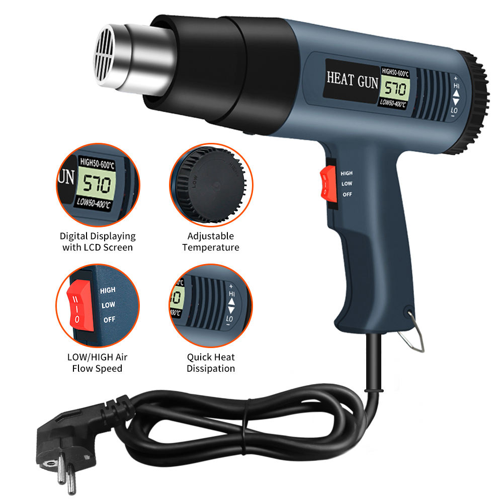 Heat Gun Variable - 2000와트 고속 가열, 온도 조절 가능,