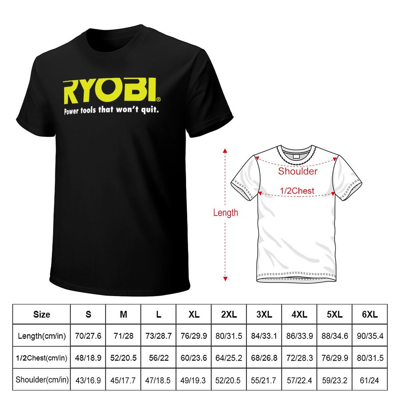 전동 공구 로고가 새겨진 류비(RYOBI) 티셔츠, 남 - Power Tools Top Brands 리뷰 및 가격